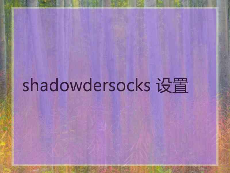 shadowdersocks 设置