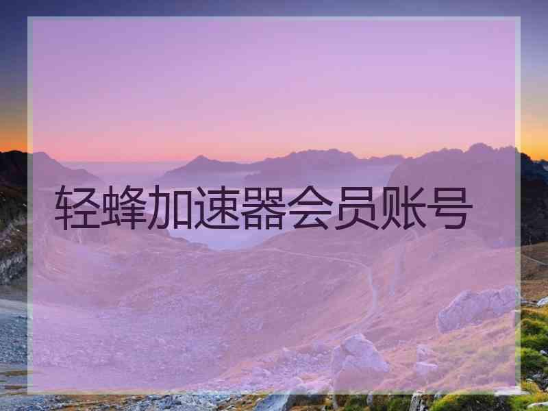 轻蜂加速器会员账号