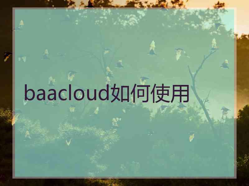 baacloud如何使用
