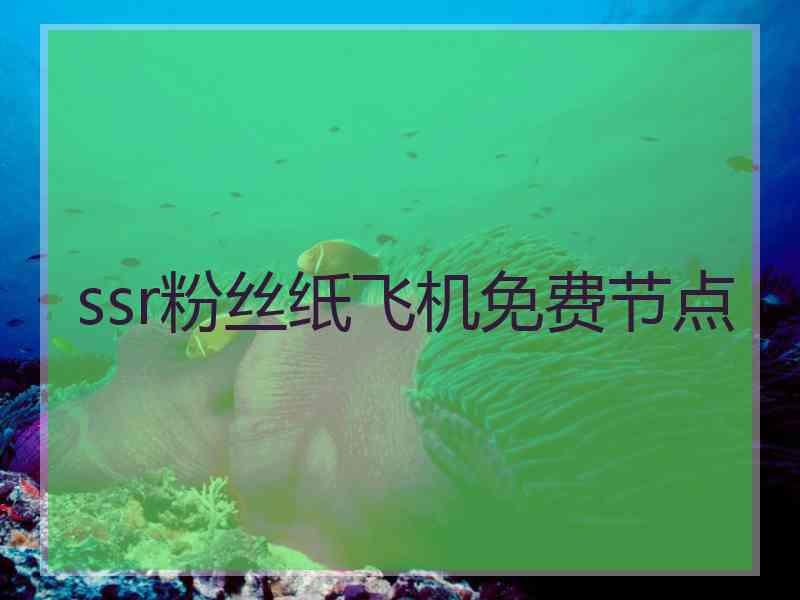 ssr粉丝纸飞机免费节点