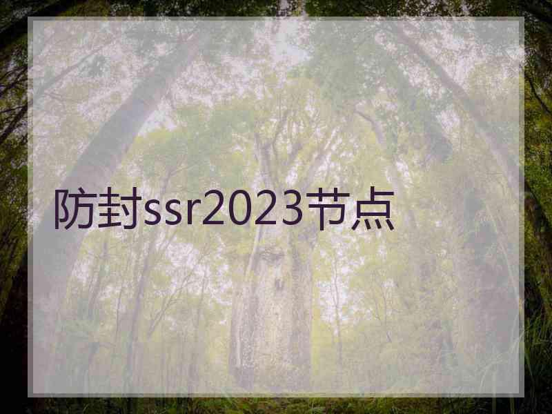 防封ssr2023节点