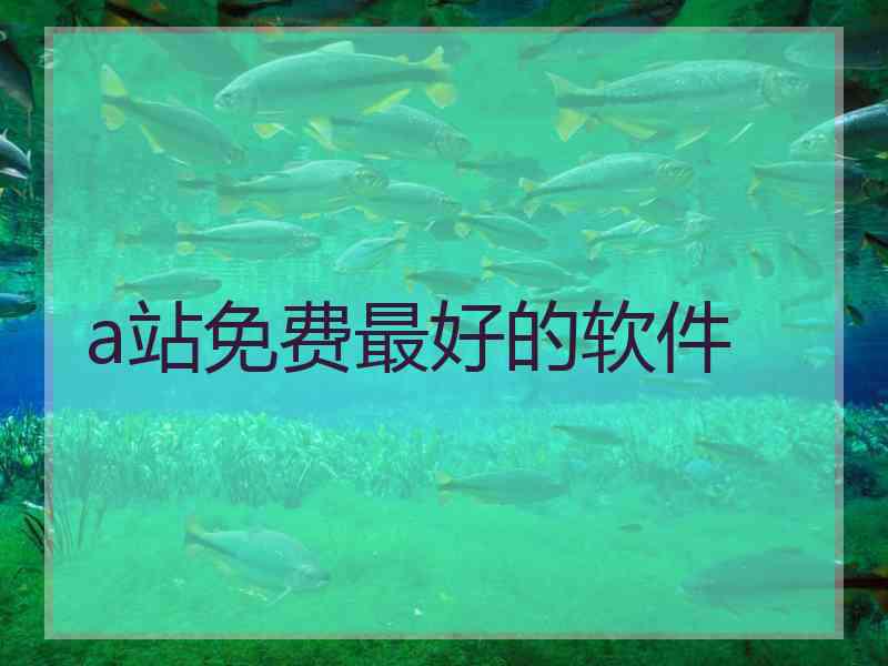 a站免费最好的软件