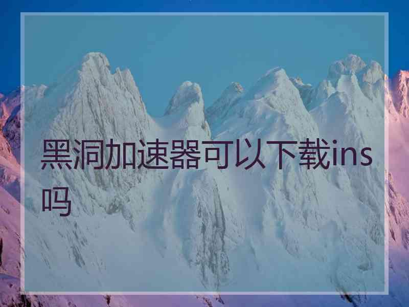 黑洞加速器可以下载ins吗
