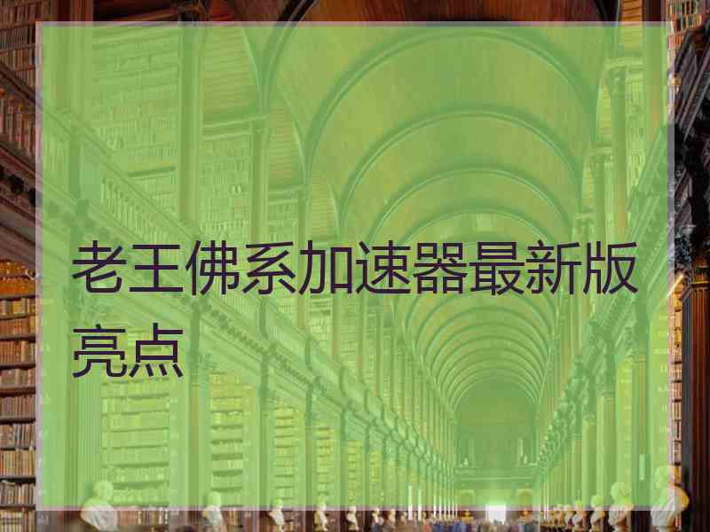 老王佛系加速器最新版亮点