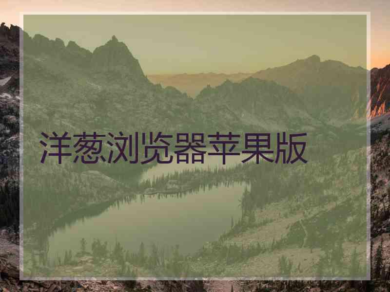 洋葱浏览器苹果版