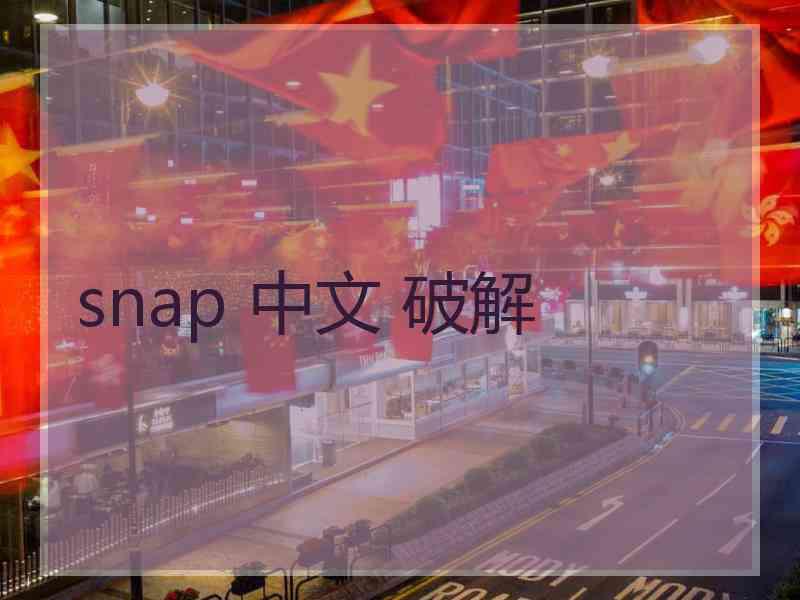snap 中文 破解