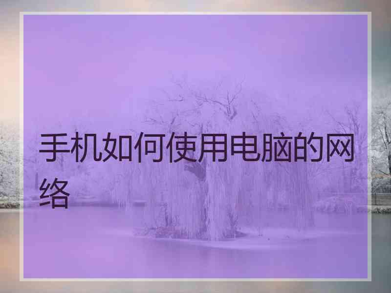 手机如何使用电脑的网络