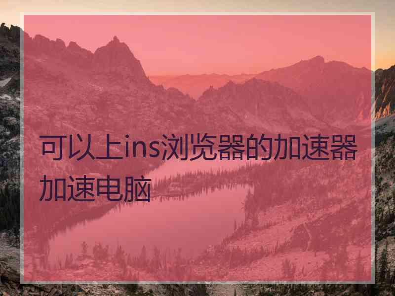 可以上ins浏览器的加速器加速电脑