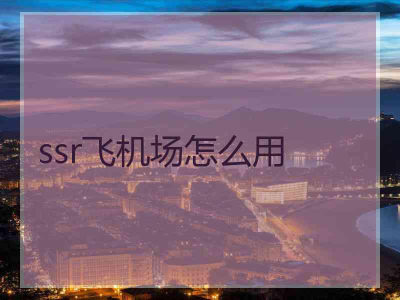 ssr飞机场怎么用