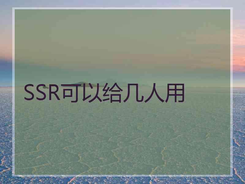SSR可以给几人用