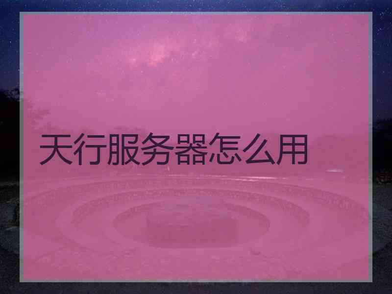 天行服务器怎么用
