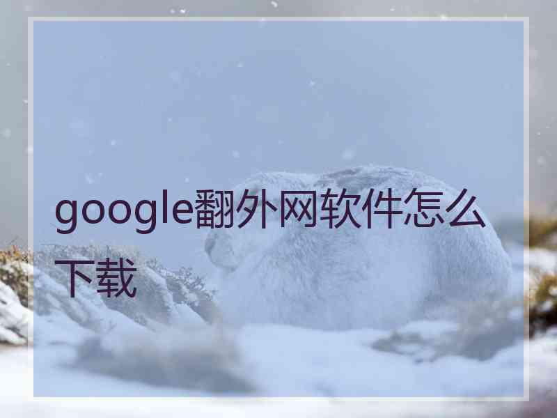 google翻外网软件怎么下载