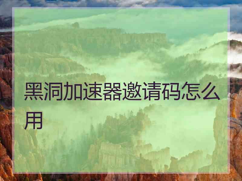 黑洞加速器邀请码怎么用