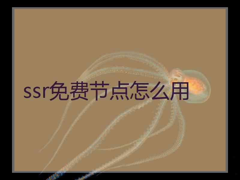 ssr免费节点怎么用