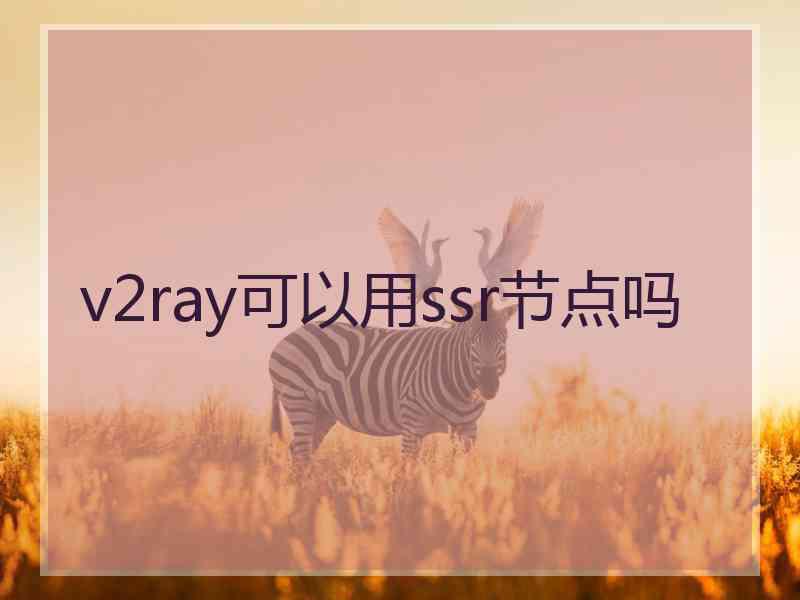 v2ray可以用ssr节点吗