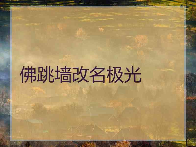 佛跳墙改名极光