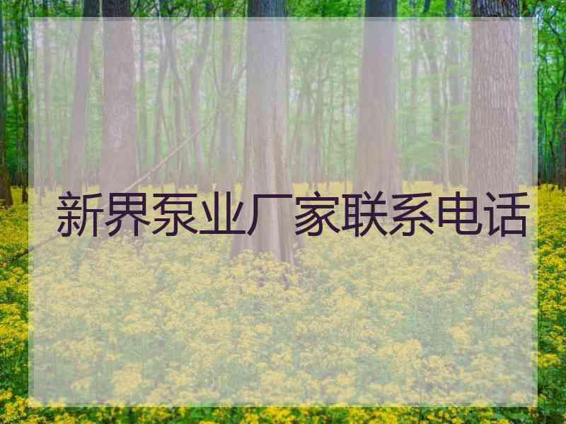 新界泵业厂家联系电话