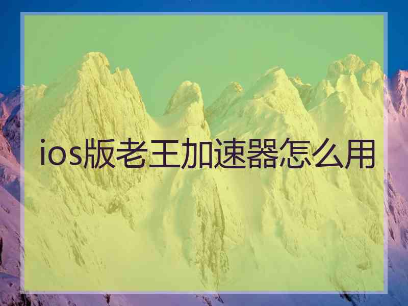 ios版老王加速器怎么用