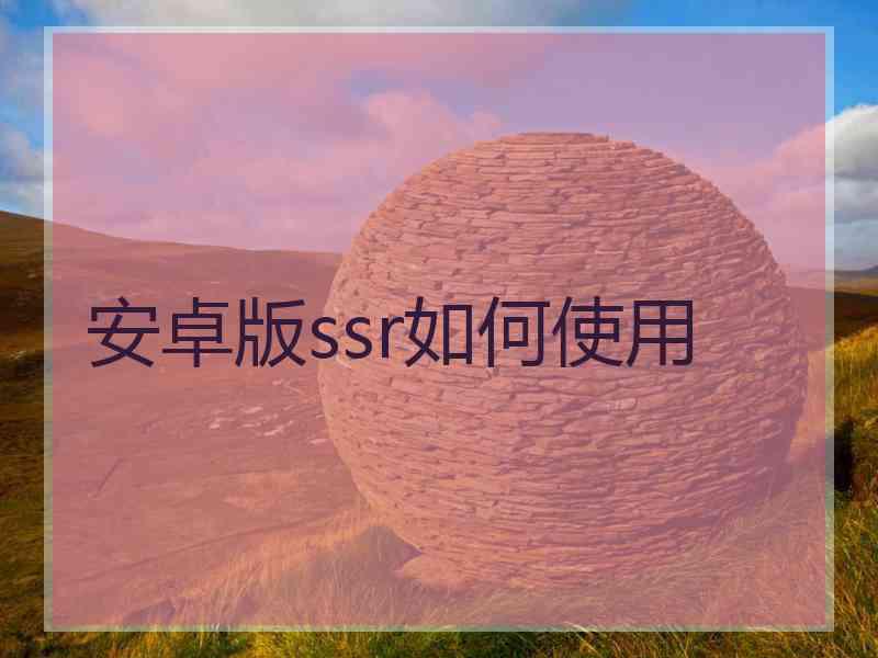 安卓版ssr如何使用