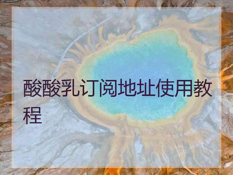酸酸乳订阅地址使用教程