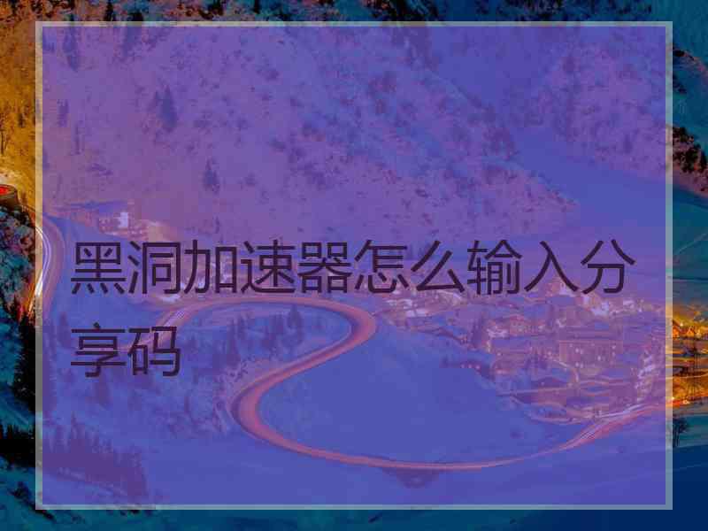 黑洞加速器怎么输入分享码