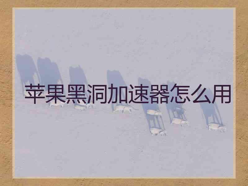 苹果黑洞加速器怎么用