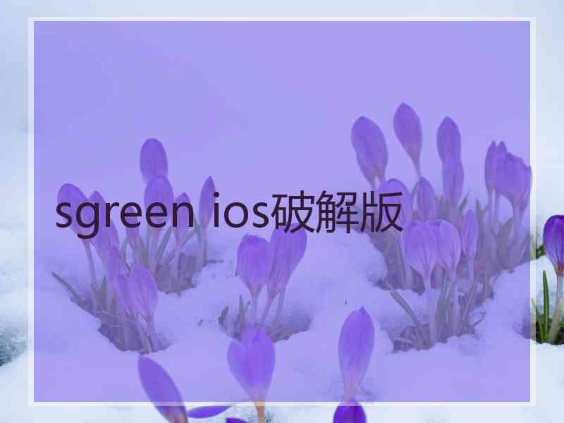 sgreen ios破解版
