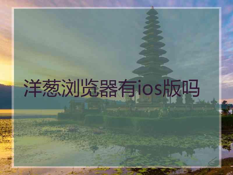洋葱浏览器有ios版吗