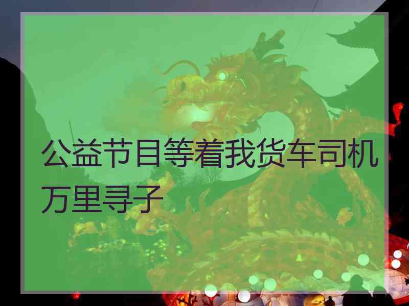 公益节目等着我货车司机万里寻子