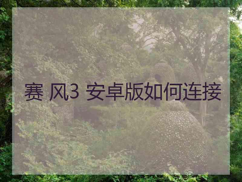 赛 风3 安卓版如何连接