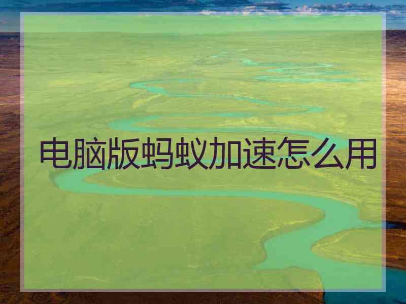 电脑版蚂蚁加速怎么用
