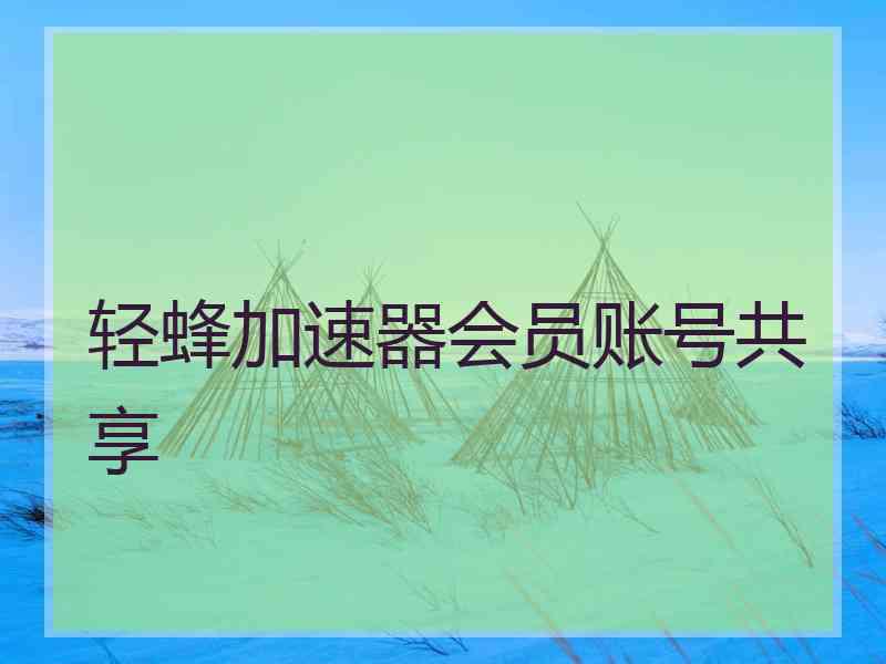 轻蜂加速器会员账号共享