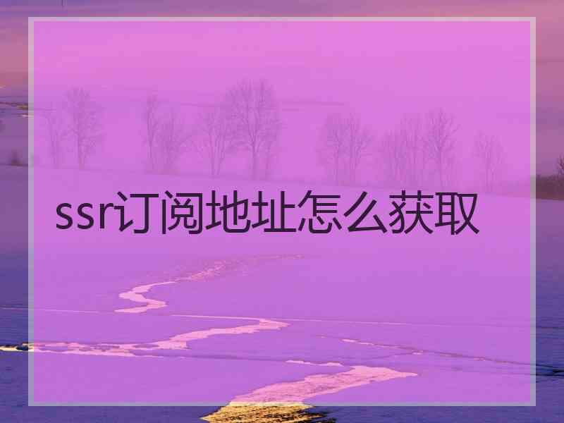 ssr订阅地址怎么获取