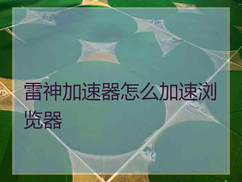 雷神加速器怎么加速浏览器